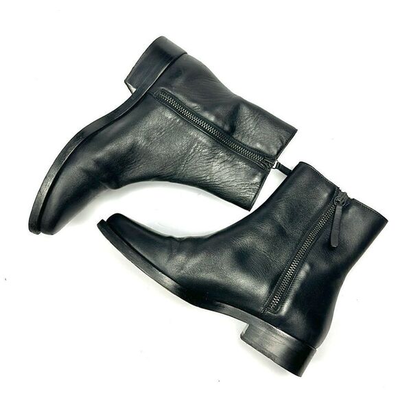 Legres Black Leather Ankle Boots Side Zip Block Heels Italy 36 US 6 - Picture 5 of 14